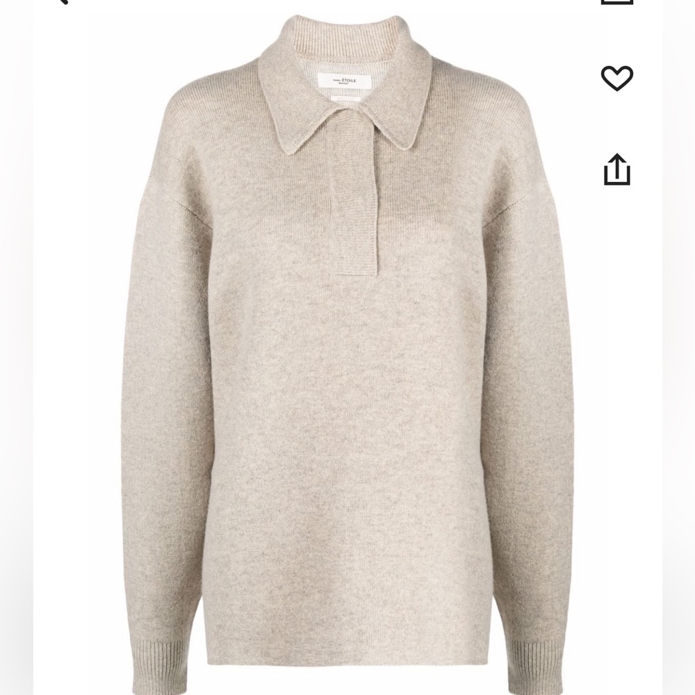 Isabel Marant Beige Polo Collar Wool-Blend Sweater
